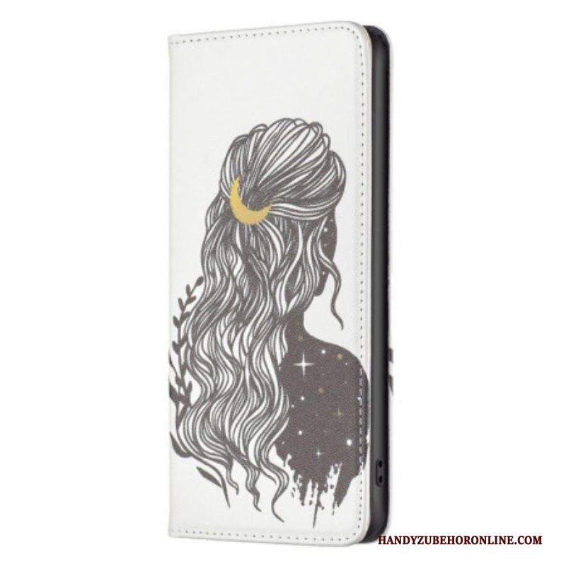 Folio Cover iPhone 14 Pro Custodia in pelle Bei Capelli