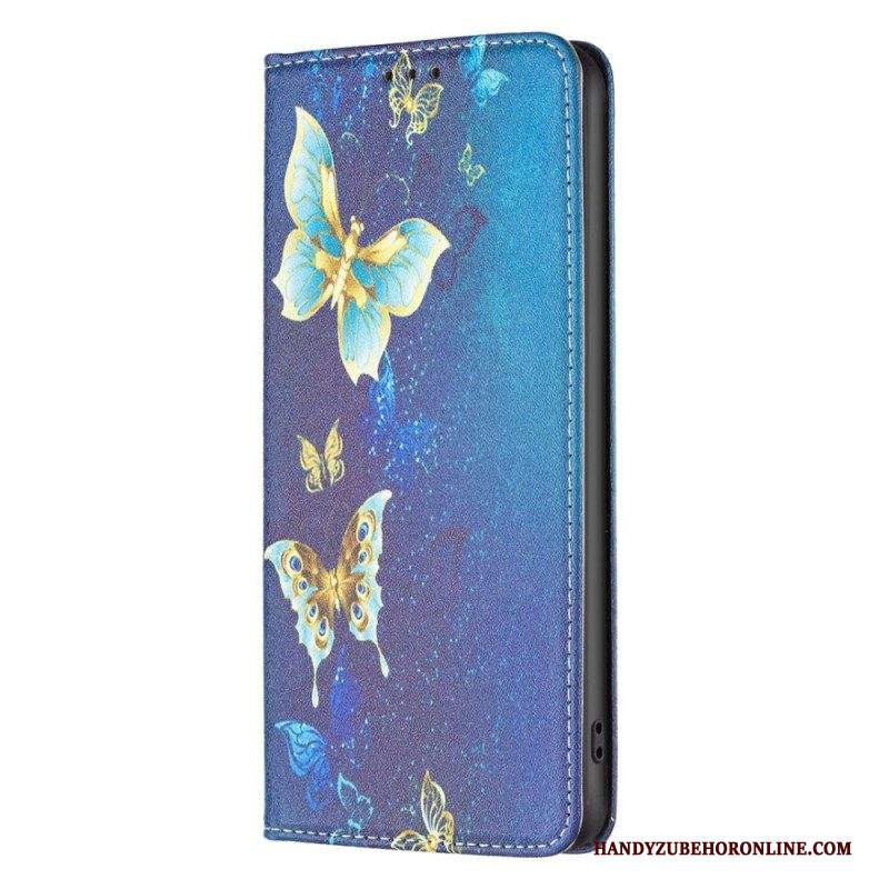 Folio Cover iPhone 14 Pro Custodia in pelle Farfalle