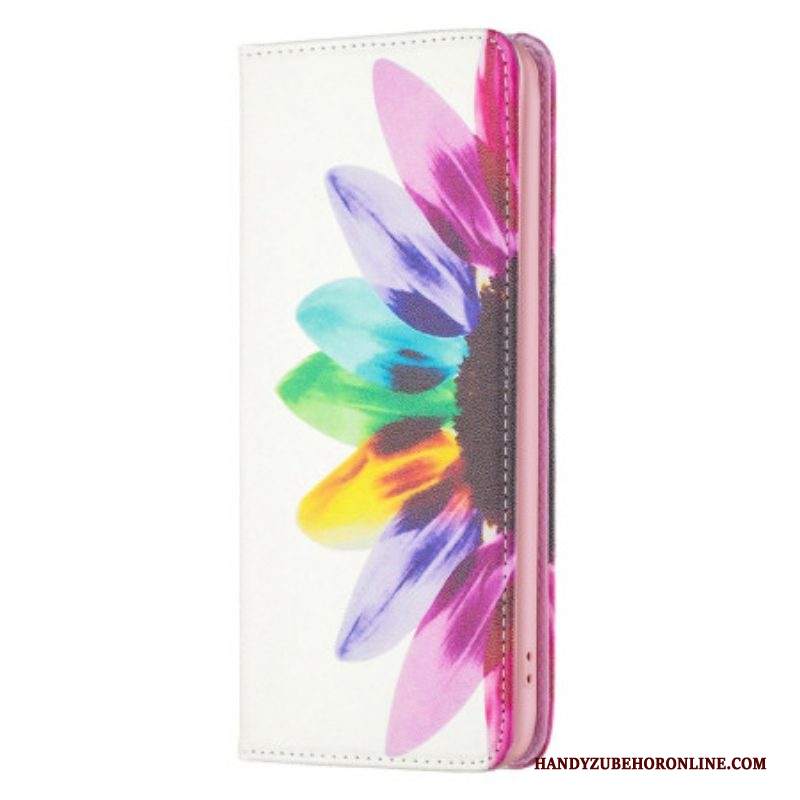 Folio Cover iPhone 14 Pro Custodia in pelle Fiore Dell'acquerello