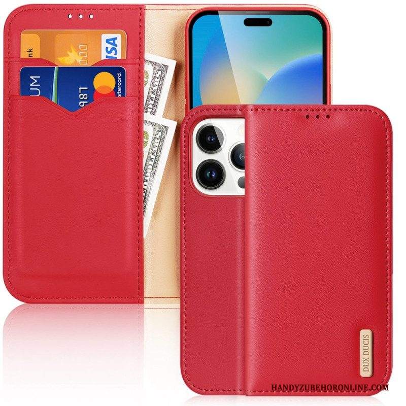 Folio Cover iPhone 14 Pro Custodia in pelle Serie Hivo Dux Ducis