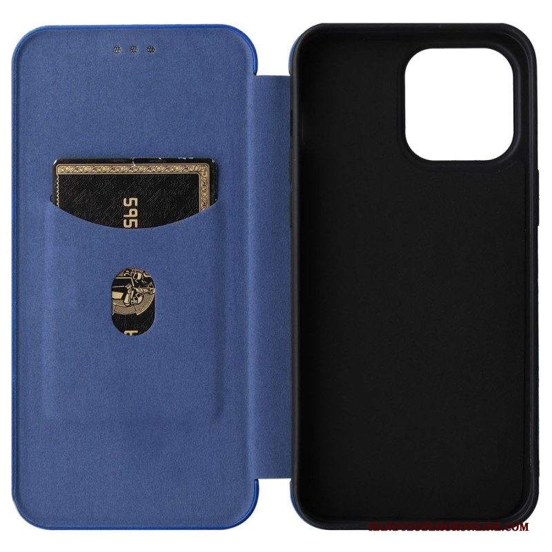 Folio Cover iPhone 14 Pro Max Custodia in pelle Fibra Di Carbonio