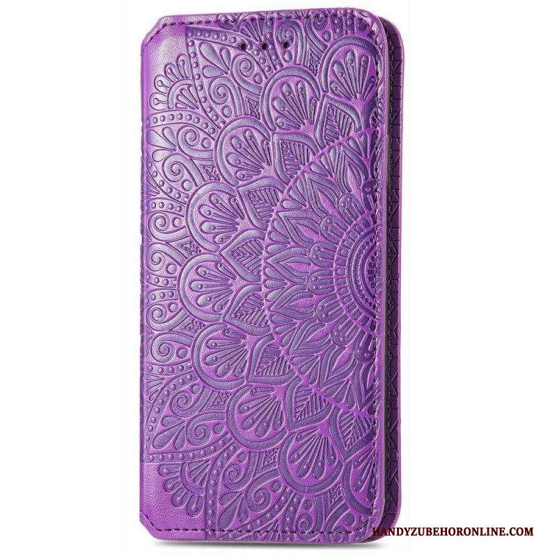 Folio Cover iPhone 14 Pro Max Custodia in pelle Foglie Tribali