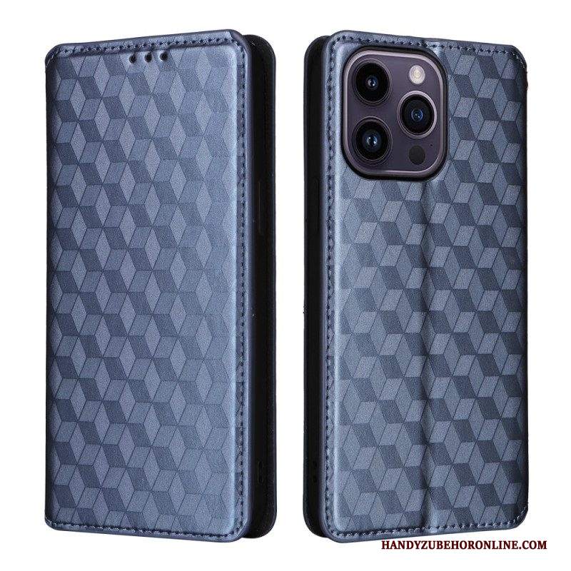 Folio Cover iPhone 15 Custodia in pelle Cubi 3d